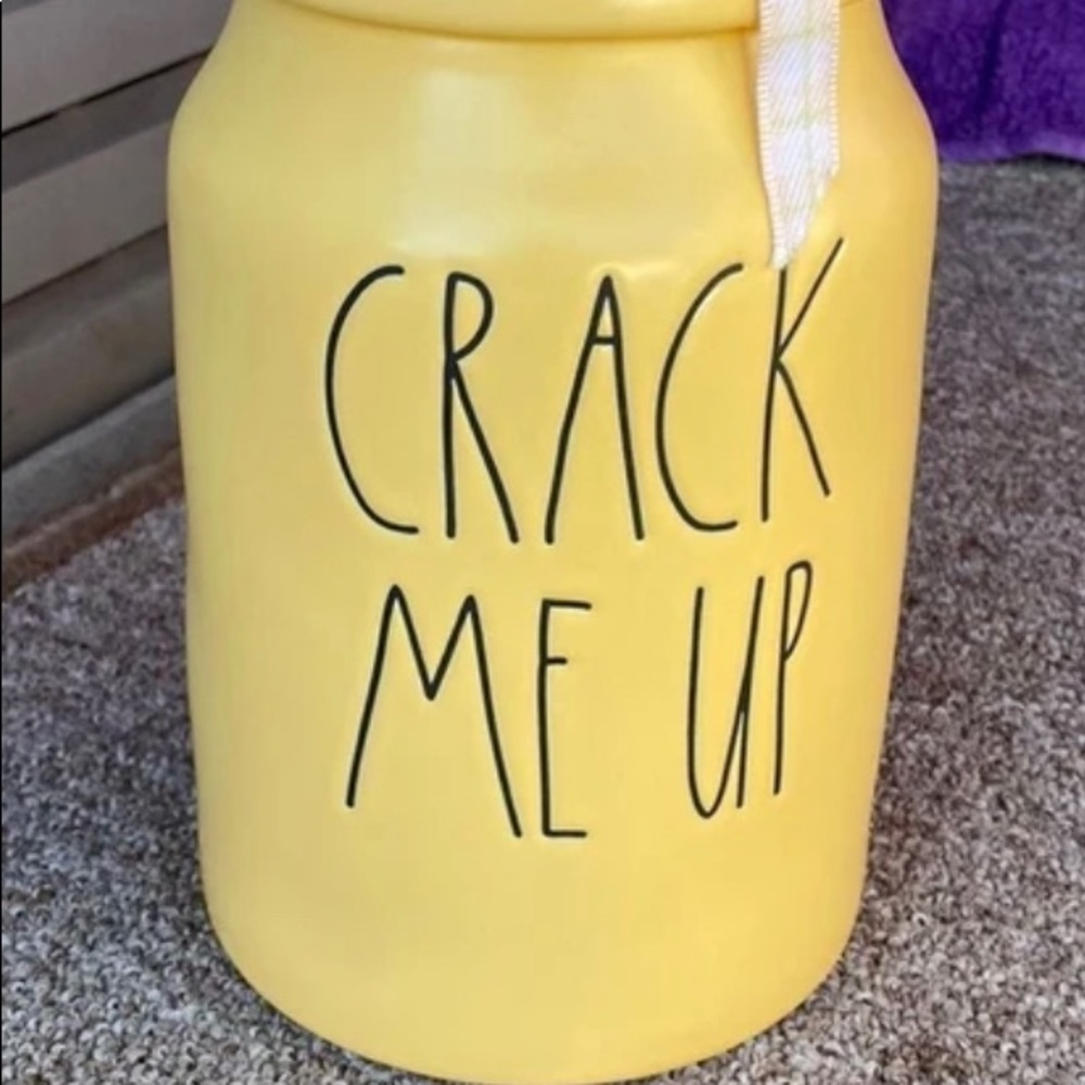 COPY - Rae Dunn yellow CRACK ME UP canister